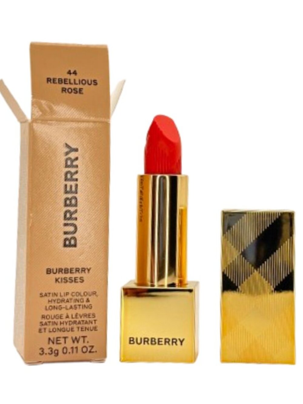 Burberry Kisses Satin Lip Colour Rebellious Rose 44 NIB